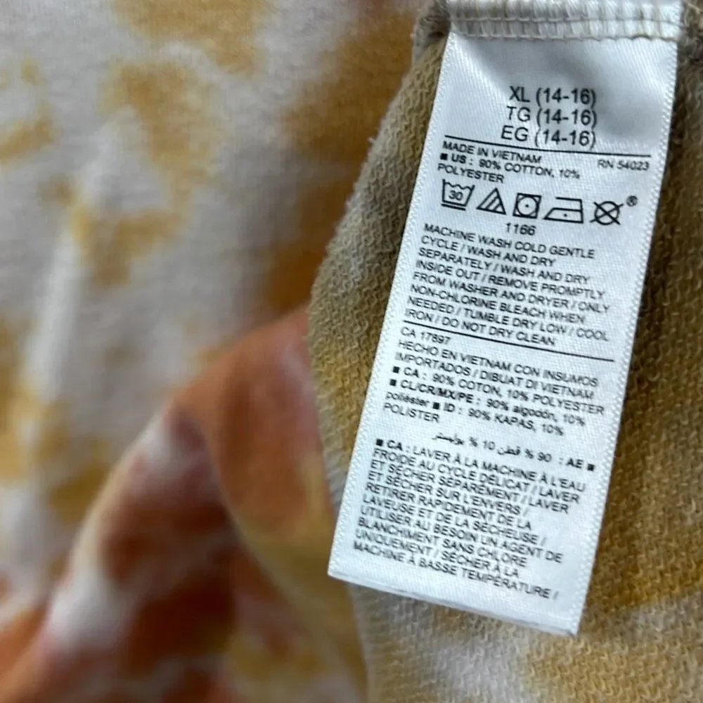 Old Navy Kids Tie‎ Dye Crop Hoodie XL 14/16 Orange